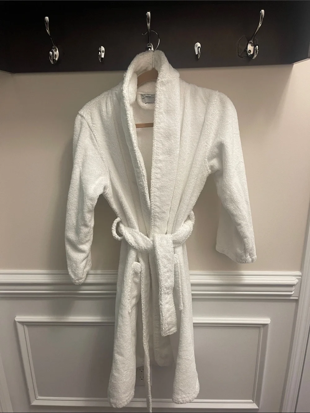 Classic White Terry Bathrobe with Shawl Collar